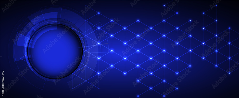 Leinwandbilder neural network concept. connected cells with links. high technology process. abstract futuristic bac