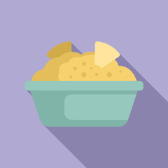 Bowl full of hummus topped with pita bread is an iconic representation of middle eastern cuisine