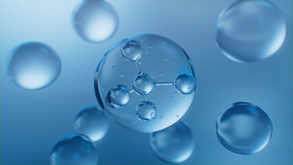 Serum, Molecule Essence, Liquid bubble, Skin care therapy, Cosmetic , Collagen, Medical care, 3d animation 3d rendering