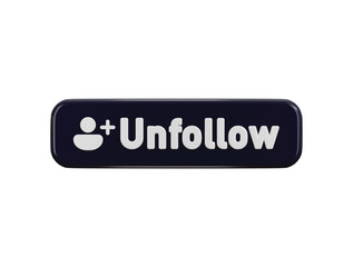 3d social media unfollow button icon vector illustration