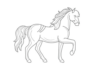 Line Horse Illustration for Coloring book or page for Kids