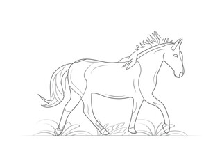 Line Horse Illustration for Coloring book or page for Kids