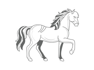 Line Horse Illustration for Coloring book or page for Kids