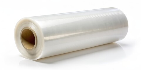 Roll of Clear Stretch Film, Isolated on White, Packaging Material, Plastic Wrap, Protection , stretch film, wrap