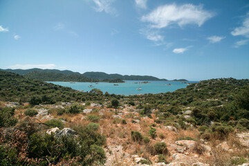 View of the Mediterranean Sea from the Lycian Trail, Turkey.