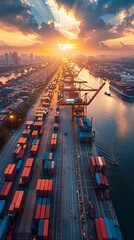 terminal port at sunset