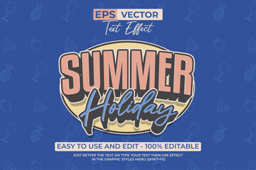 Editable Text Effect Summer Holiday Cartoon Theme With Pattern Background.