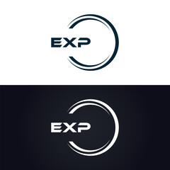 EXP logo. E X P design. White EXP letter. EXP, E X P letter logo design. E X P letter logo design in GOLD, GOLDEN LOGO, THREE, style. letter logo set in one artboard. E X P letter logo vector design.