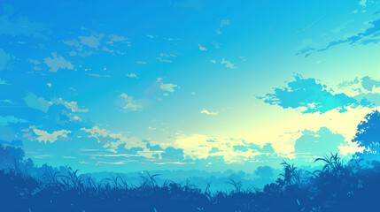 Obraz premium Beautiful Sunrise Over Serene Landscape with Blue Sky