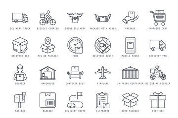 Set of Delivery icons vector illustration. icons bundle isolated on white background.