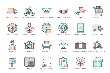 Set of Delivery icons vector illustration. icons bundle isolated on white background.