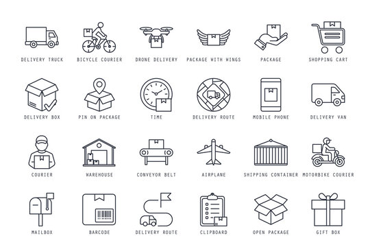 Set of Delivery icons vector illustration. icons bundle isolated on white background.