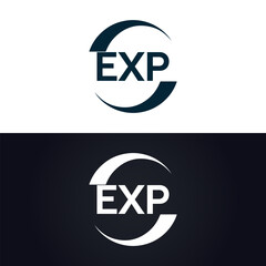 EXP logo. E X P design. White EXP letter. EXP, E X P letter logo design. E X P letter logo design in GOLD, GOLDEN LOGO, THREE, style. letter logo set in one artboard. E X P letter logo vector design.