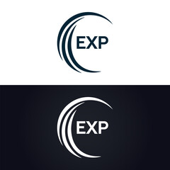 EXP logo. E X P design. White EXP letter. EXP, E X P letter logo design. E X P letter logo design in GOLD, GOLDEN LOGO, THREE, style. letter logo set in one artboard. E X P letter logo vector design.