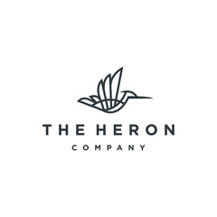 heron pelican stork logo line art line outline monoline icon design stock gulf bird coast beach illustration abstract ibis logo