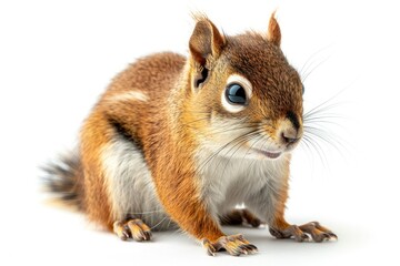 Obraz premium Adorable Red Squirrel Sitting Isolated on White Background