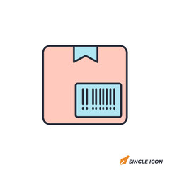 Barcode on Package icon vector illustration. Barcode on Package symbol isolated on white background