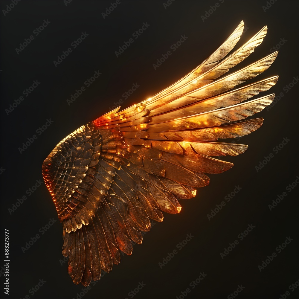 Canvas Prints Majestic Neon Gryphon Wing Glowing Against Dramatic Black Background