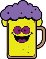 simple-beer-galss-smiling-with-flat-color vector art
