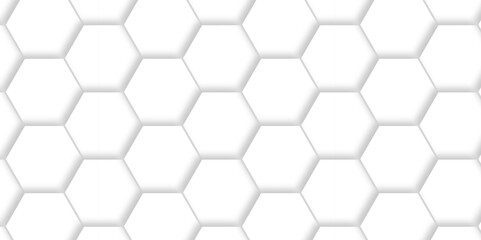 Abstract hexagonal futuristic geometric backdrop White background and embossed hexagon , honeycomb white hexagon concept design abstract technology background vector background, or wallpaper.