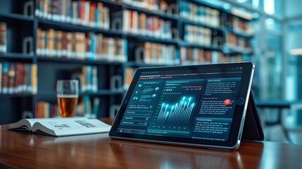 A digital library interface on a tablet