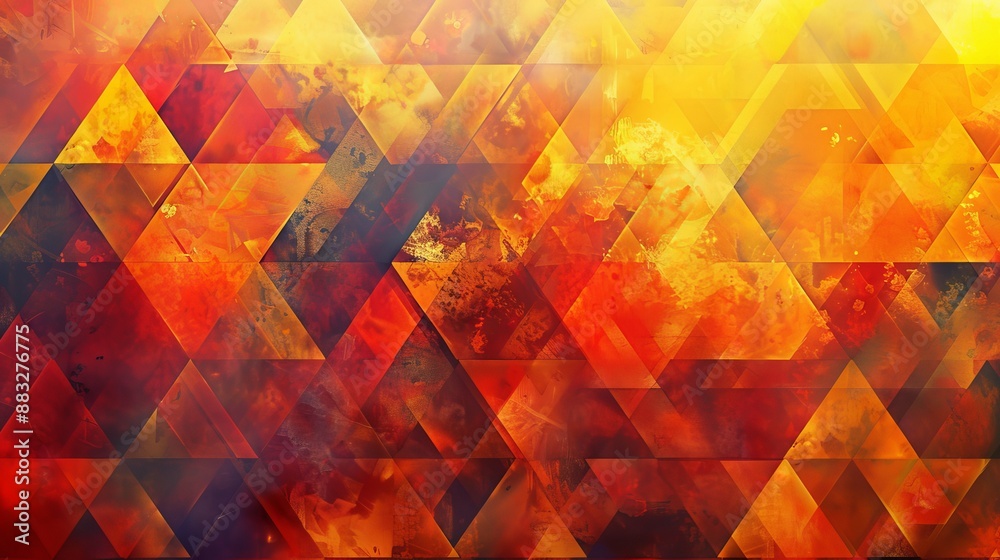 Wall mural abstract triangles in orange and red