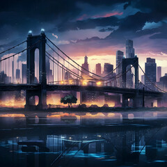 Fototapeta premium city bridge at night