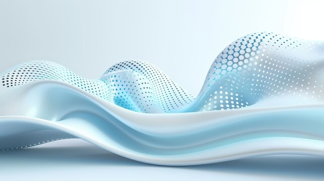 A blue and white wave with a lot of dots on it