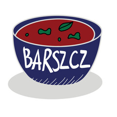 Barszcz translation (Borscht) Soup. Polish dish.Vector illustration of a sketch style.