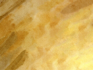 Yellow orange handpainted watercolor paper background with large messy brush strokes