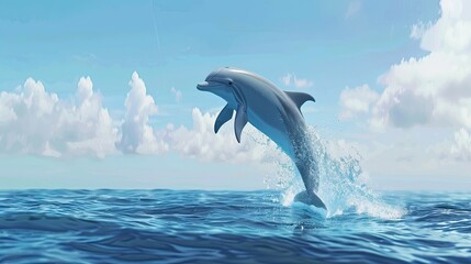 Naklejka premium Dolphins jumping out of the water with blue sky. Cute animal. Mammal 