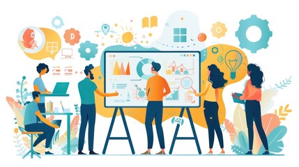 A group of people are working together on a project.