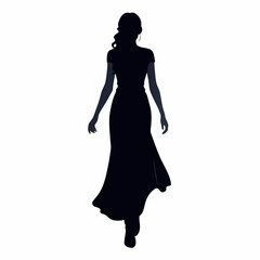 Fototapeta premium a woman in a long evening dress walking forward (28)