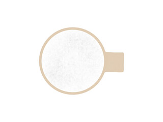 真上から見たベージュのカップに入ったミルクの手描き水彩イラスト