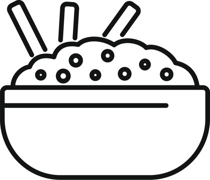 recommend clip art: Line drawing of a bowl full of hummus with breadsticks sticking out representing a delicious mediterranean cuisine