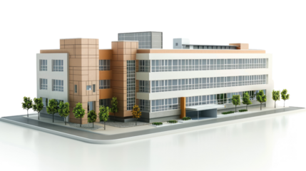 Hospital building on transparent background