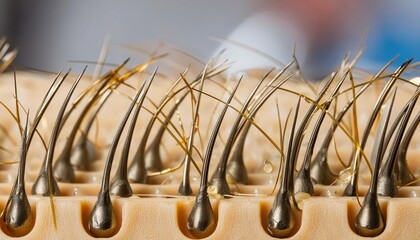 Macro view of human hair follicles