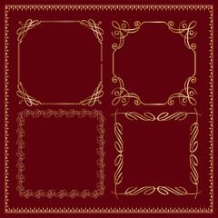 Gold Vintage Elements and Frames Set Free Vector illustration
