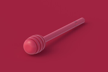 Dipper for honey of magenta on red background. 3d render