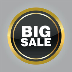 Gold badge Big sale. Vector on a gray background