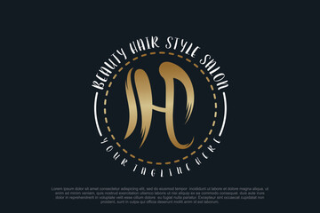 Fototapeta premium Hair salon logo design with scissor element creative concept Premium Vector