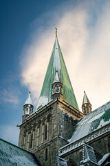 Trondheim - Norway. The majestic Nidarosdomen - Nidaros Cathedral a historical and architectural landmark