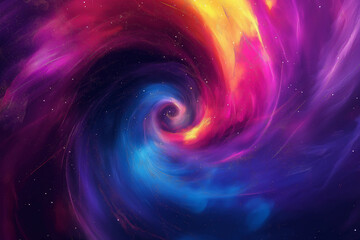 A colorful spiral galaxy with a purple and blue swirl