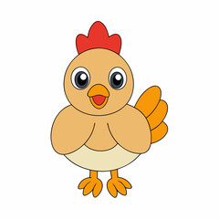 Cartoon Hen Icon Vector Art Illustration On White Background