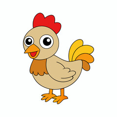 Cartoon Hen Icon Vector Art Illustration On White Background