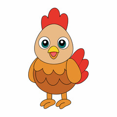 Cartoon Hen Icon Vector Art Illustration On White Background