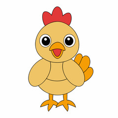 Cartoon Hen Icon Vector Art Illustration On White Background