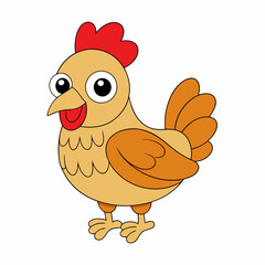 Cartoon Hen Icon Vector Art Illustration On White Background