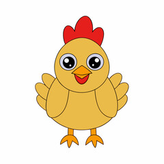 Cartoon Hen Icon Vector Art Illustration On White Background