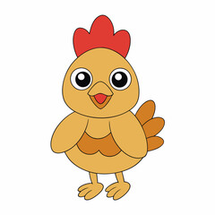 Cartoon Hen Icon Vector Art Illustration On White Background